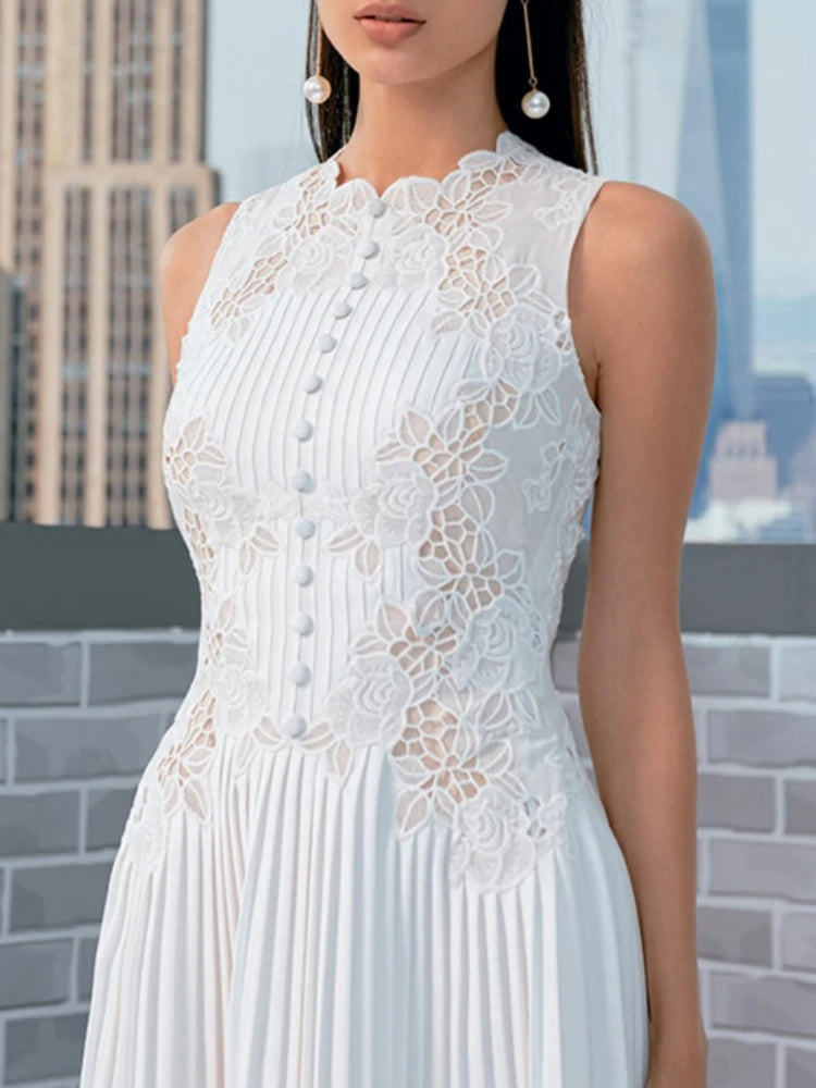 Women’s Summer Embroidered Dress with Pleats