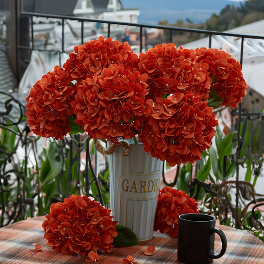 Herfsthortensia Set van 5 – Levendige Kunstbloemen 50 cm