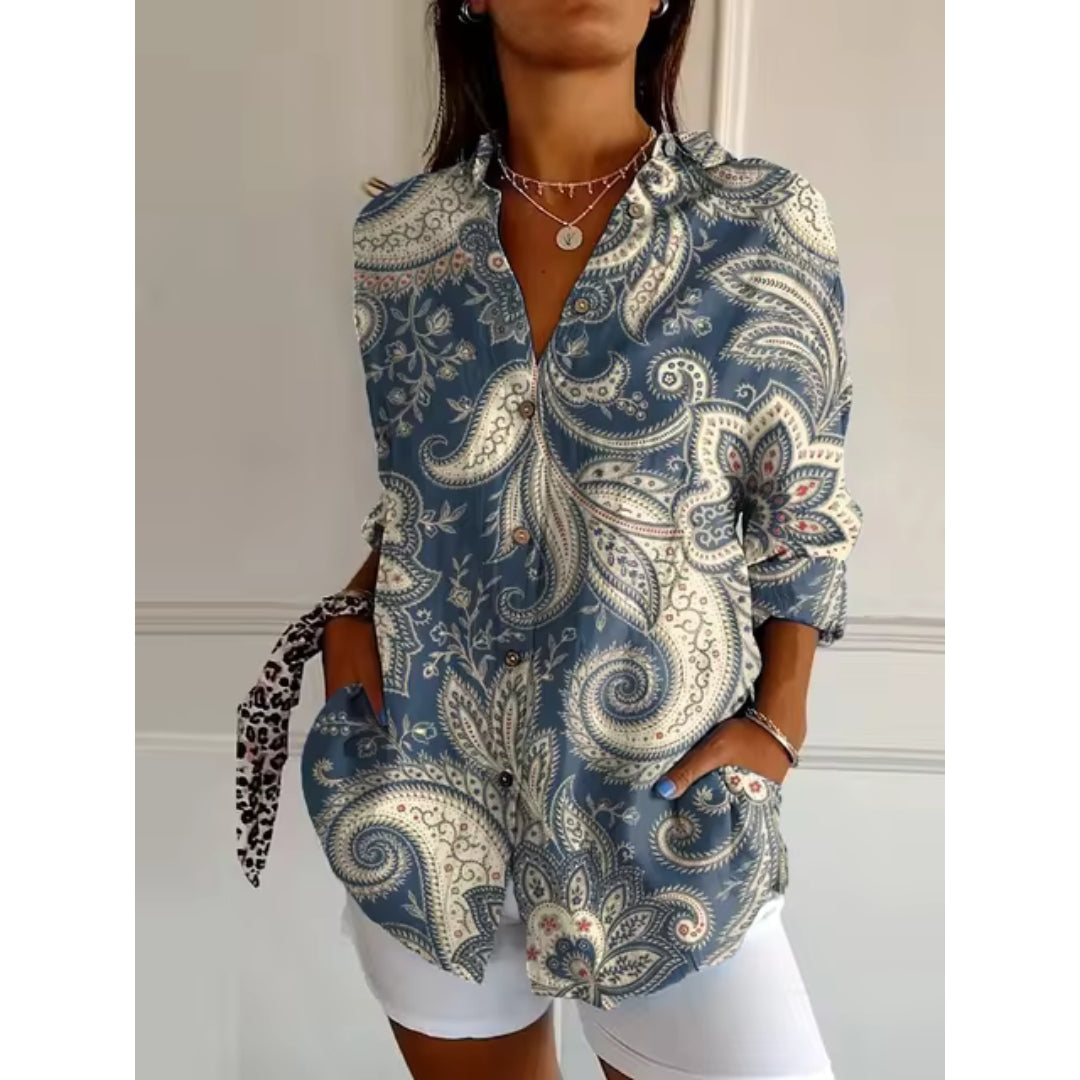Luchtige Bloemenblouse met Knoopsluiting voor Dames