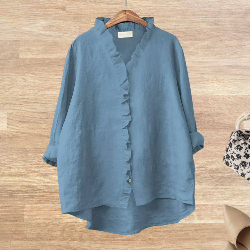 Zomerse Ruffle Blouse met Opgerolde Mouwen