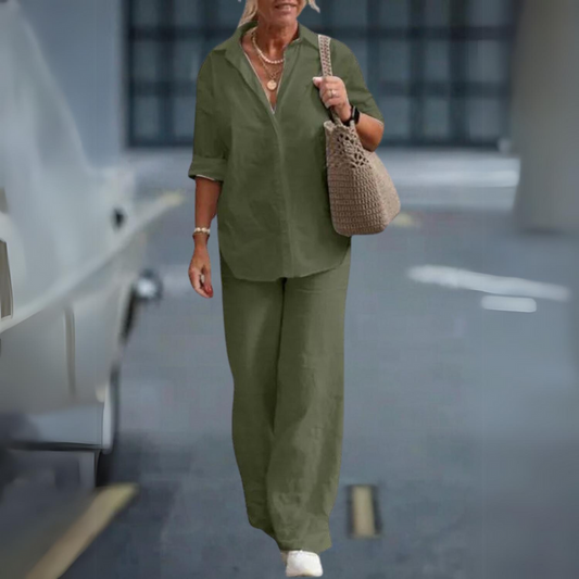 Luchtige Tweedelige Dames Set van Katoenmix – Perfect voor de Lente