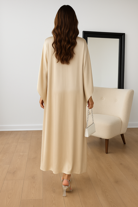 Elegante Vloeiende Maxi Abaya Jurk met Zwierige Pasvorm