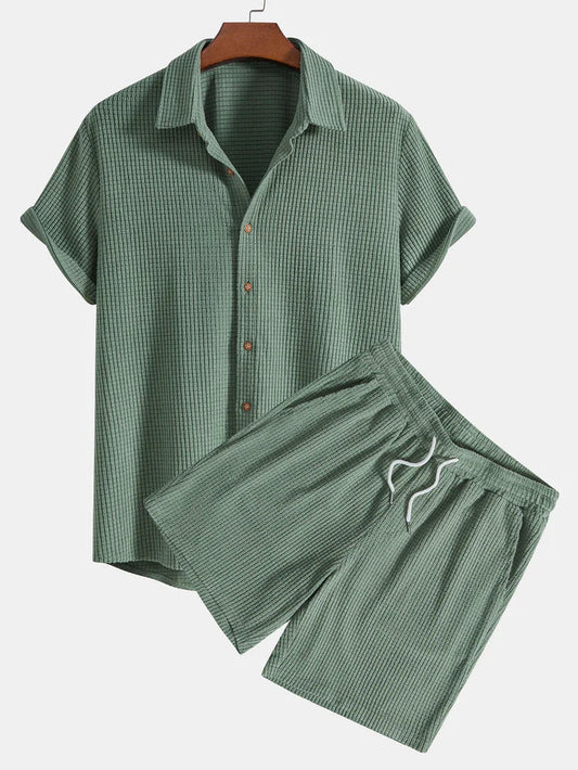 Luchtige Heren Set met Ribstructuur – Comfort en Stijl voor Warme Dagen