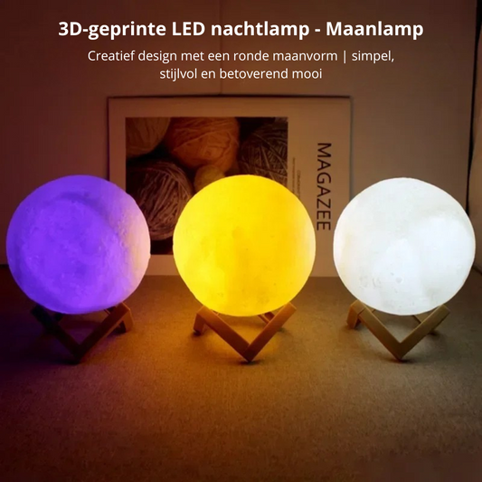 LED Maanlamp 8 cm met Houten Statief – Sfeervolle Nachtlamp