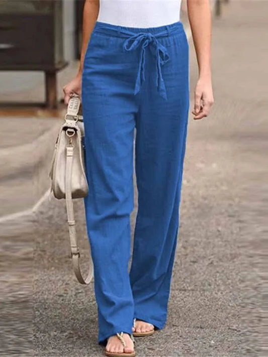Women’s Linen Pants with High Waist and Wide Legs