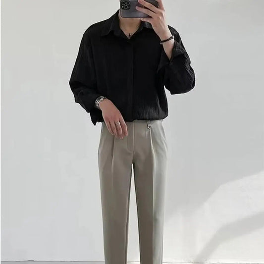 Stijlvol Heren Overhemd met Knoopsluiting en Verfijnde Pasvorm