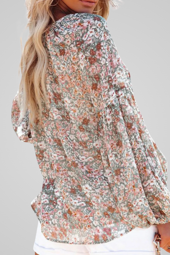 Luchtige Dames Blouse met Bloemenprint en Losvallende Pasvorm