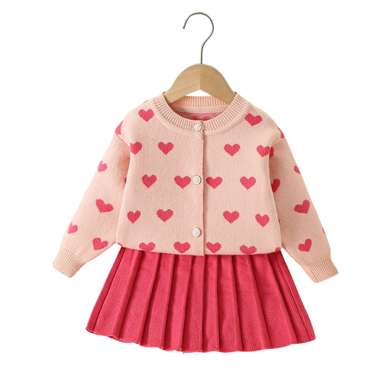 Kinder Sweaterjurk met Knoopsluiting en Plooirok – Comfort & Stijl