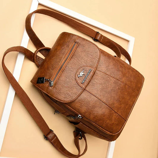 Ruime Leren Damesrugzak met Anti-Diefstalfunctie