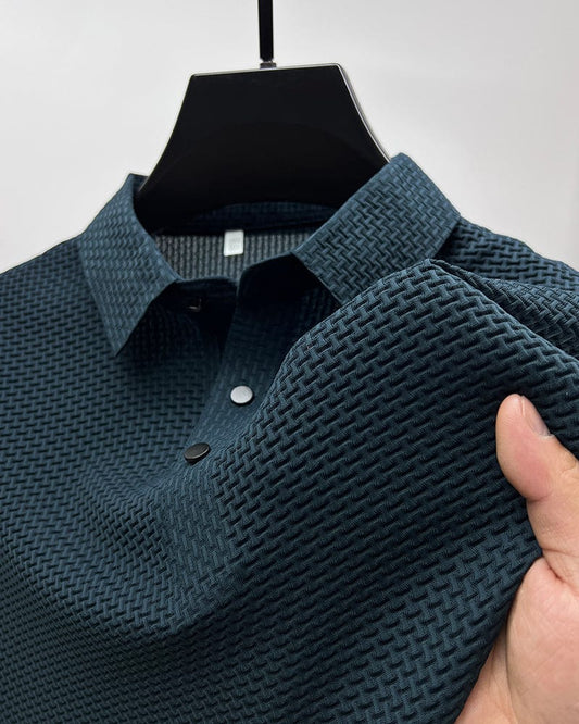 Textuurgebreide Polo voor Heren – Slim Fit & Verfijnde Look