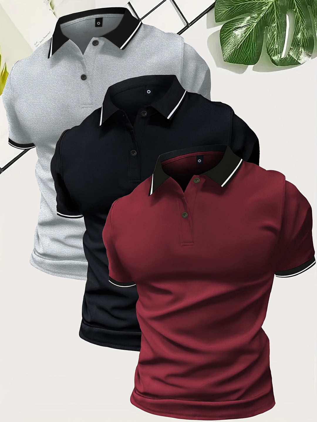 Set van 3 heren polo shirts – ademend en comfortabel voor zomer en lente