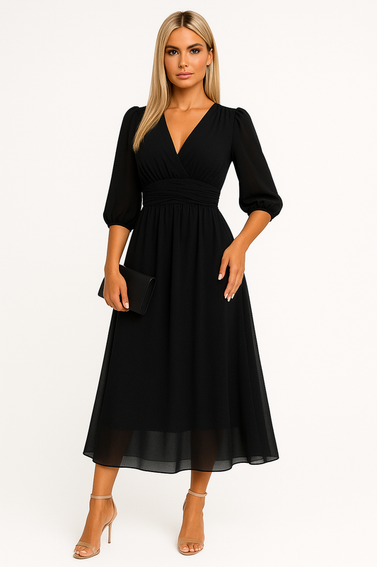 Chiffon zomerjurk met hoge hals