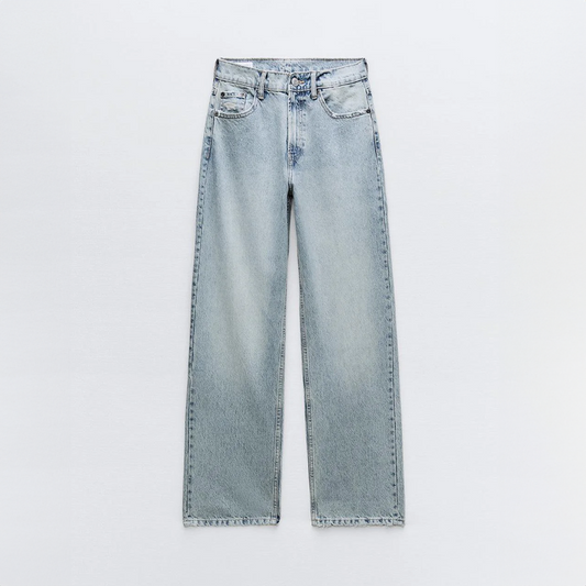 Vintage Straight Jeans met Geverfde Ripped Details voor Dames