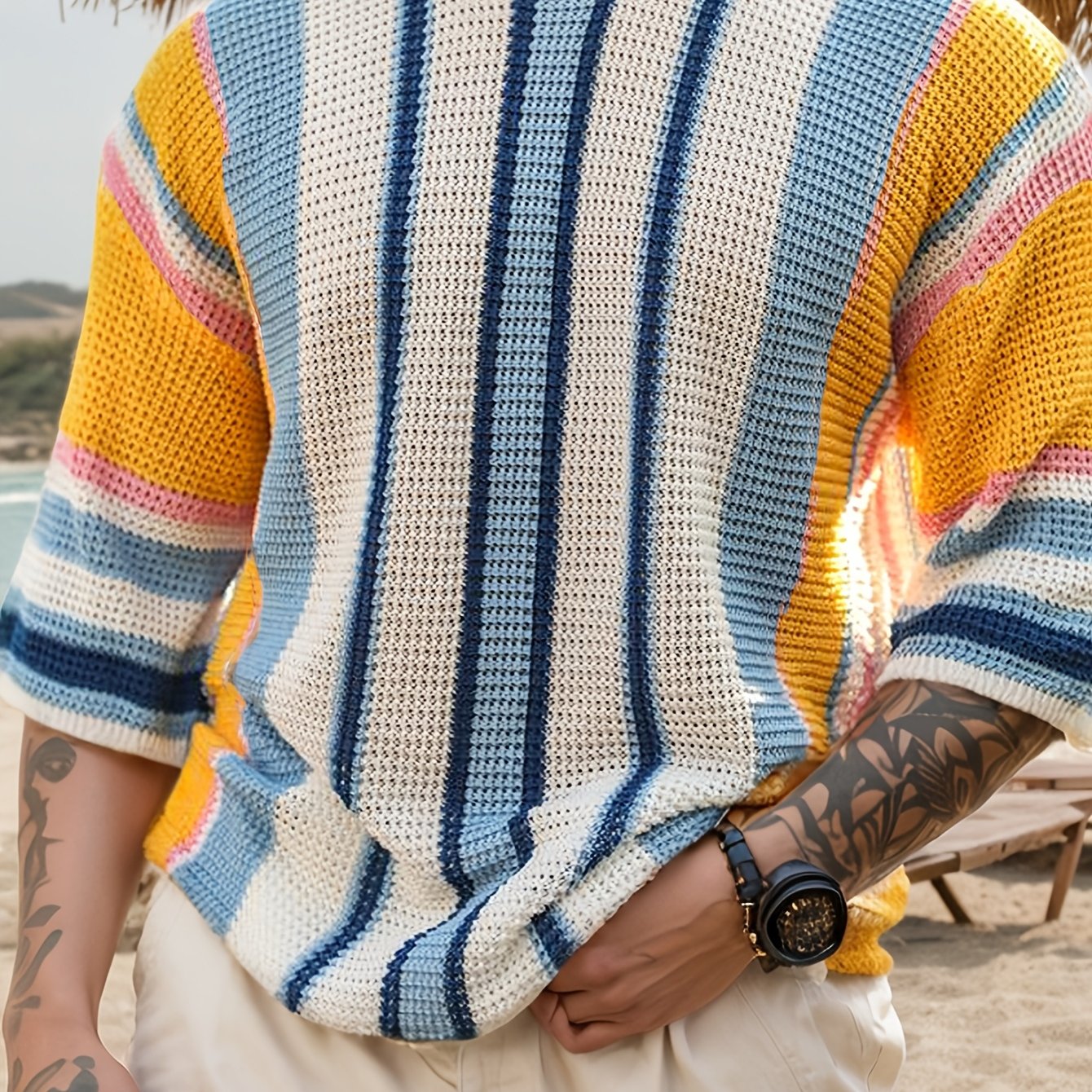 Casual Striped Knit Sweater – Comfortable & Breathable