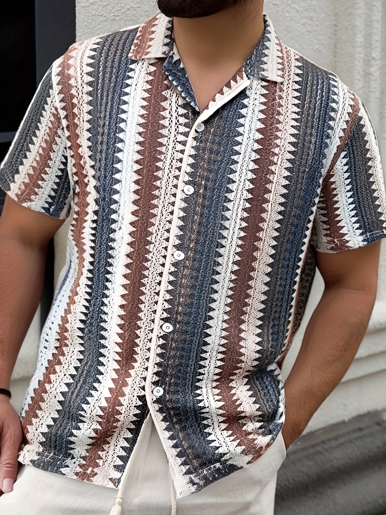 Men's Summer Casual Short Sleeve Shirt – Lightweight Woven Fabric