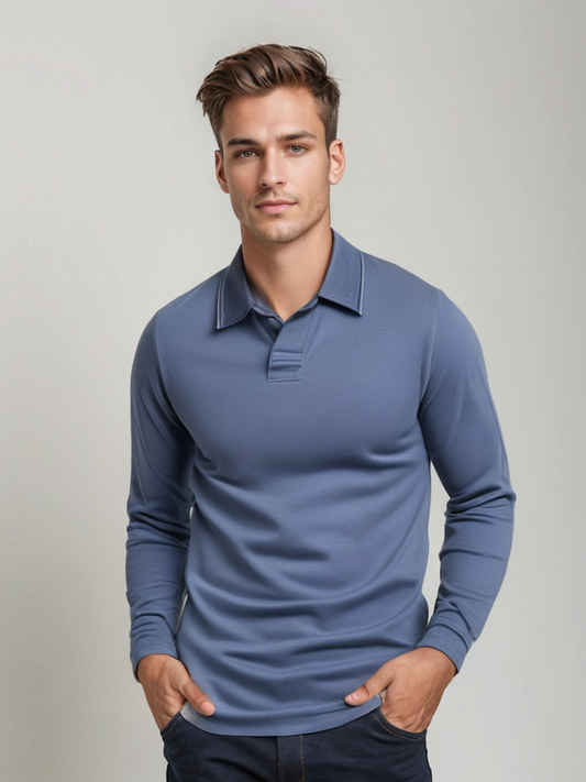 Lange Mouwen Poloshirt met Klassieke Kraag - Heren