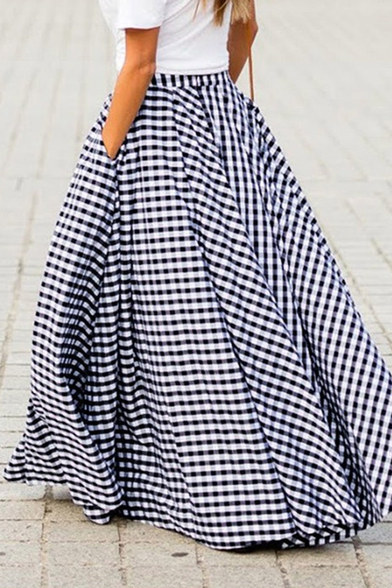 Zomerse A-lijn Ruitrok met Hoge Taille en Wijd Broekmodel – Dames