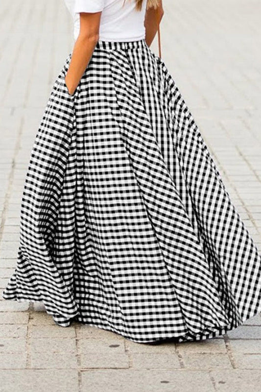 Zomerse A-lijn Ruitrok met Hoge Taille en Wijd Broekmodel – Dames