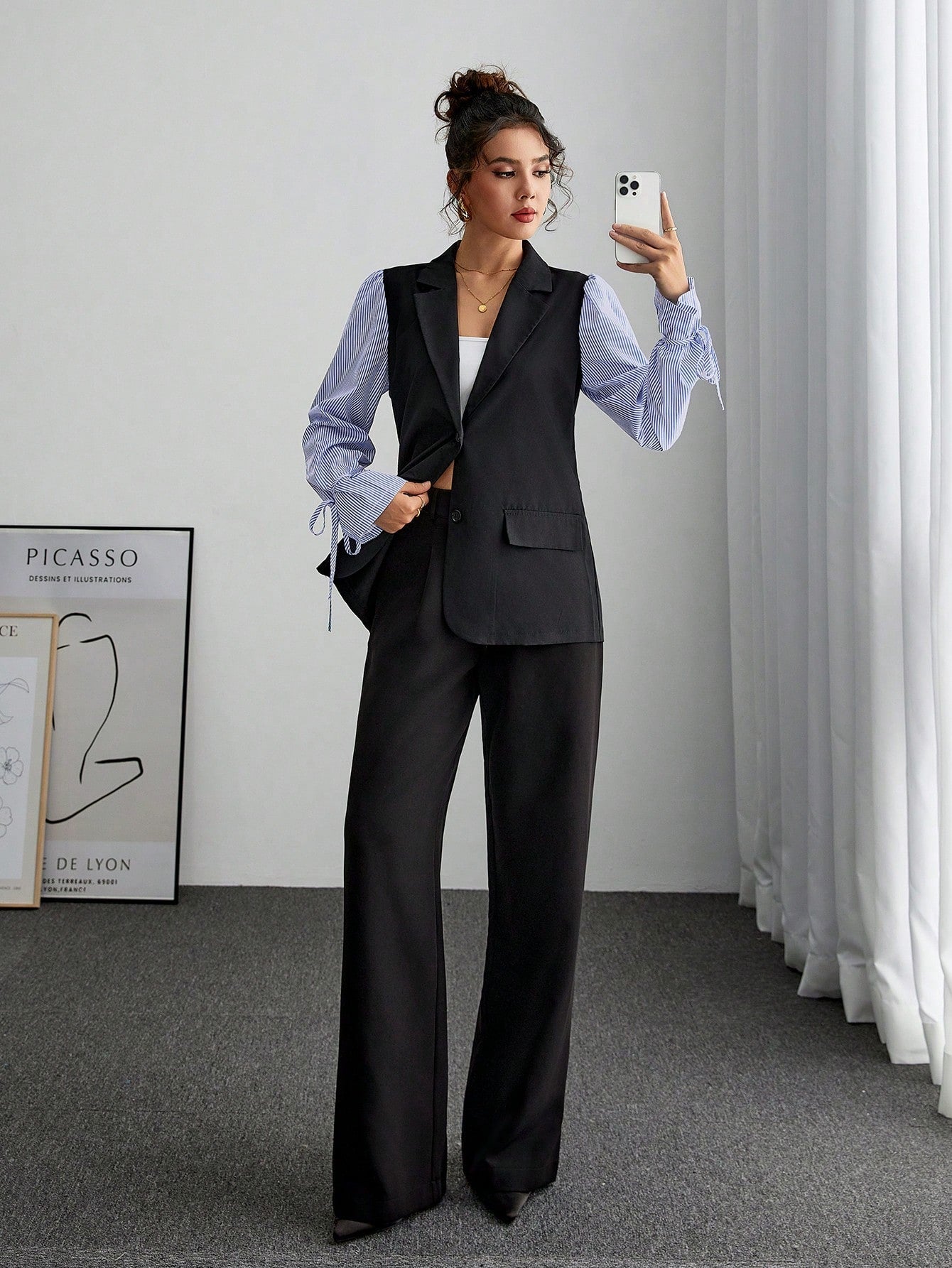 Elegante Enkelrij Blazer met Getailleerde Pasvorm voor Dames