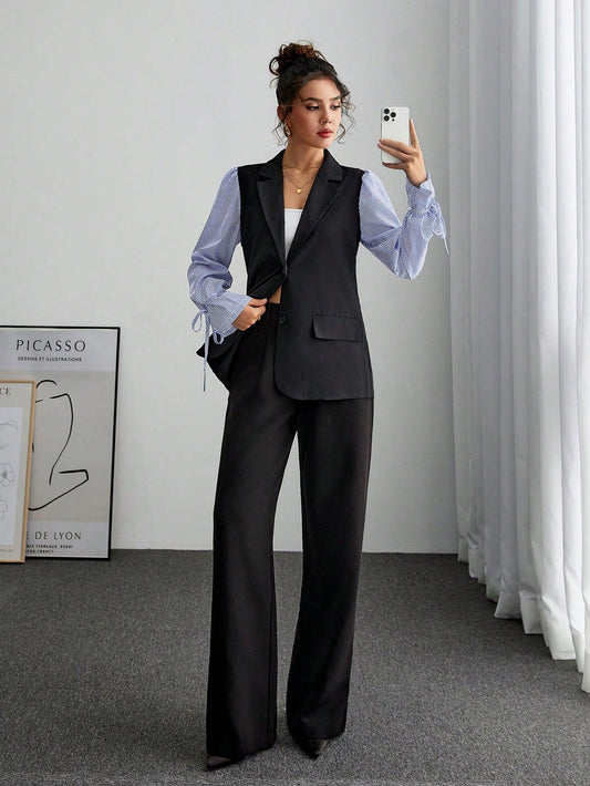 Elegante Enkelrij Blazer met Getailleerde Pasvorm voor Dames