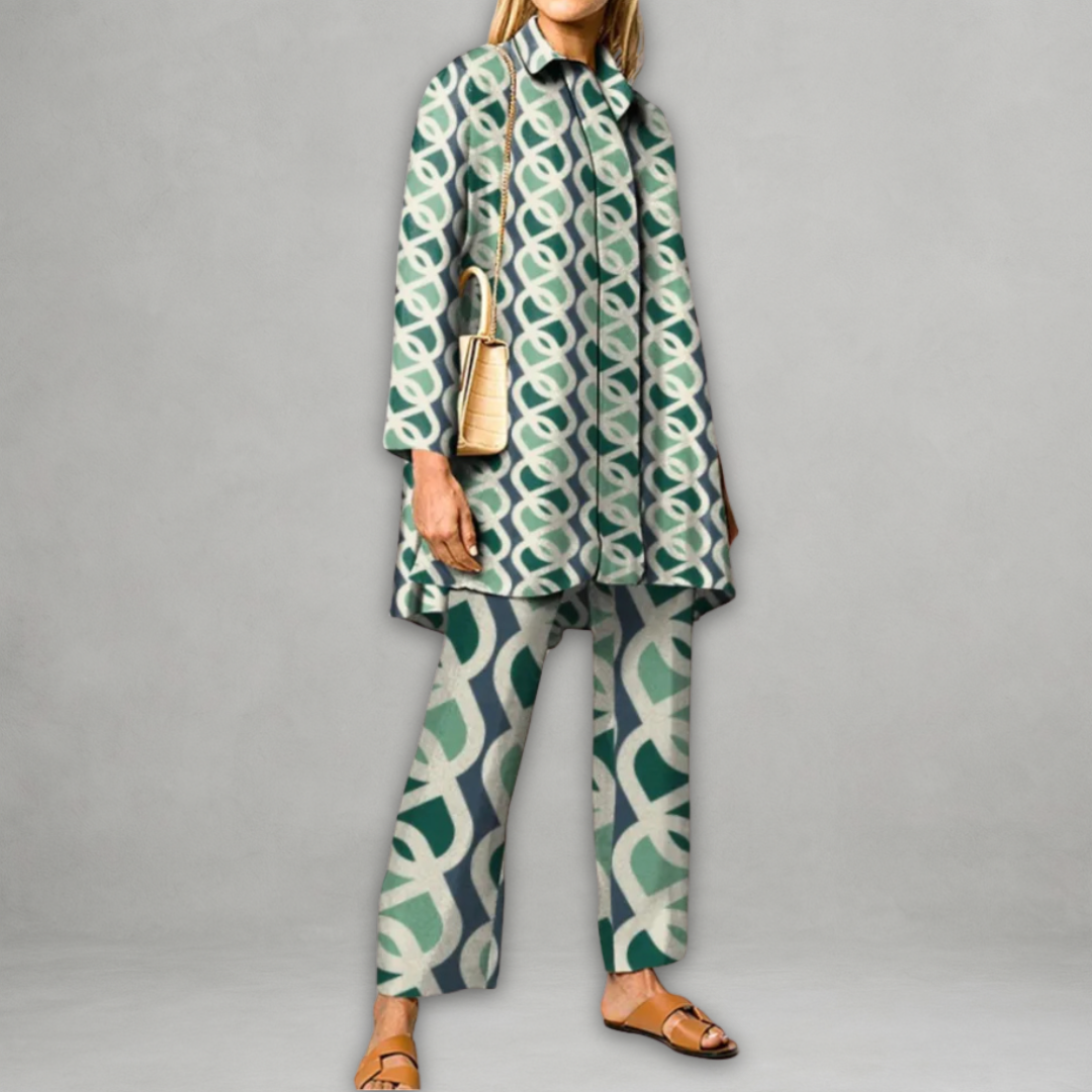 Grafische Co-ord Set voor Dames – Rechte Pasvorm & Statement Look