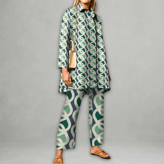 Grafische Co-ord Set voor Dames – Rechte Pasvorm & Statement Look