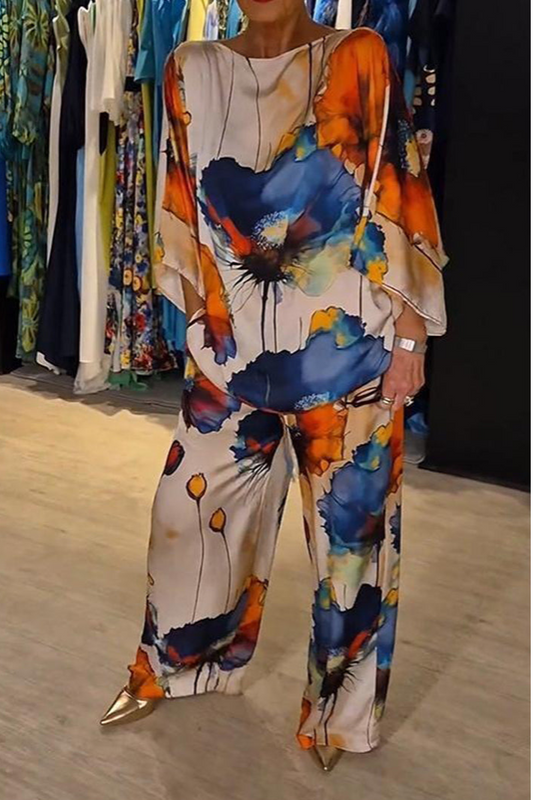 Luxe Damespak met Bloemenprint en Elegante Pasvorm