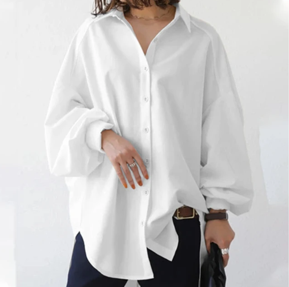 Luchtige Oversized Damesblouse met Reverskraag