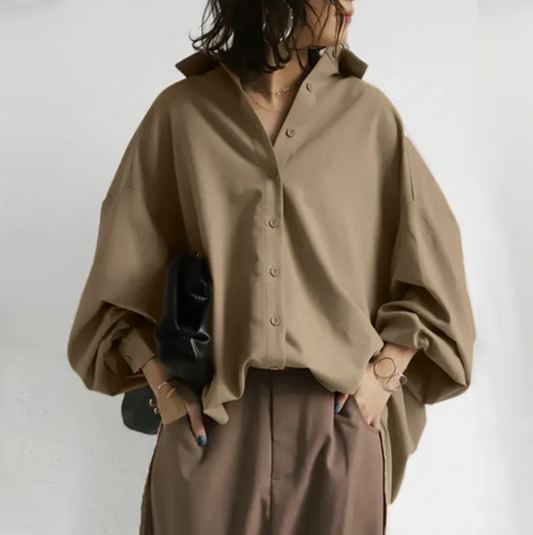 Luchtige Oversized Damesblouse met Reverskraag