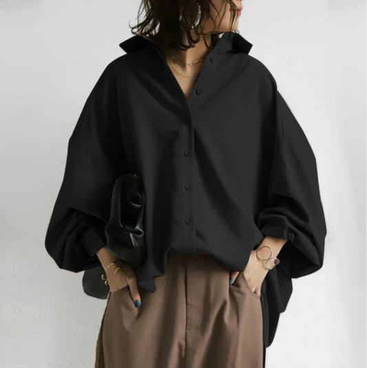 Luchtige Oversized Damesblouse met Reverskraag