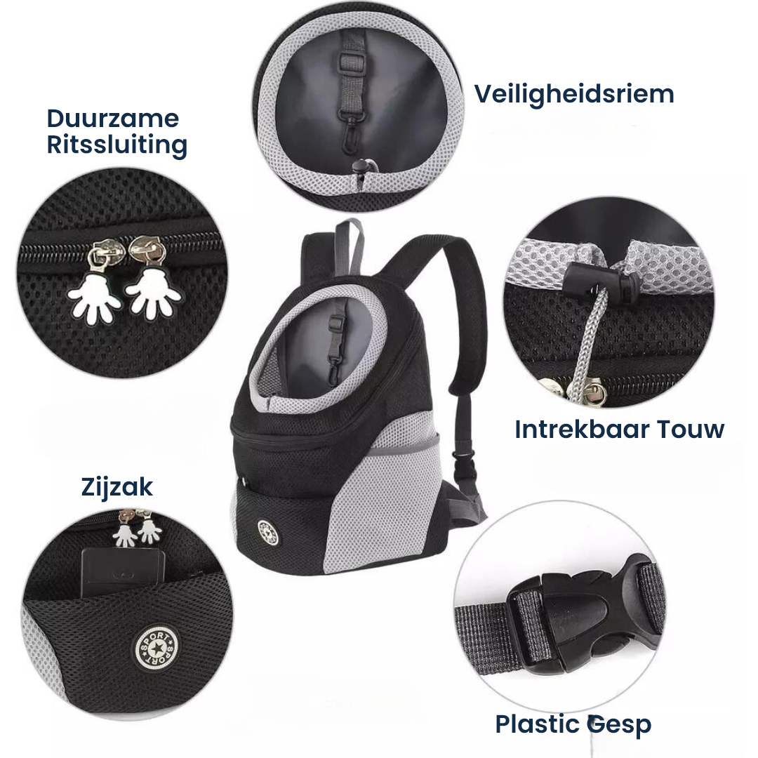 Avontuurlijke Draagtas voor Kleine Honden – Zwart en Comfortabel