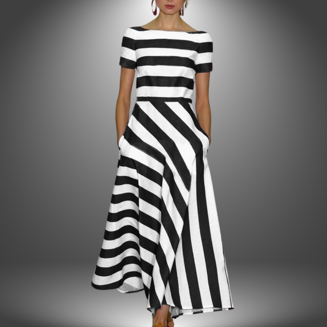 Riviera Stripe Maxi Dress – Diagonal Stripes & Stylish Statement