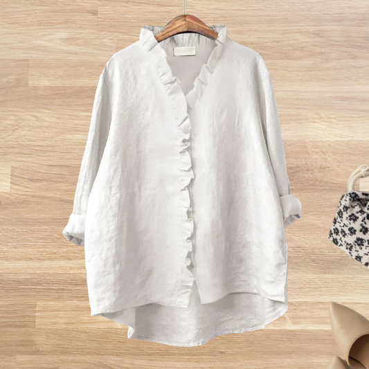 Zomerse Ruffle Blouse met Opgerolde Mouwen