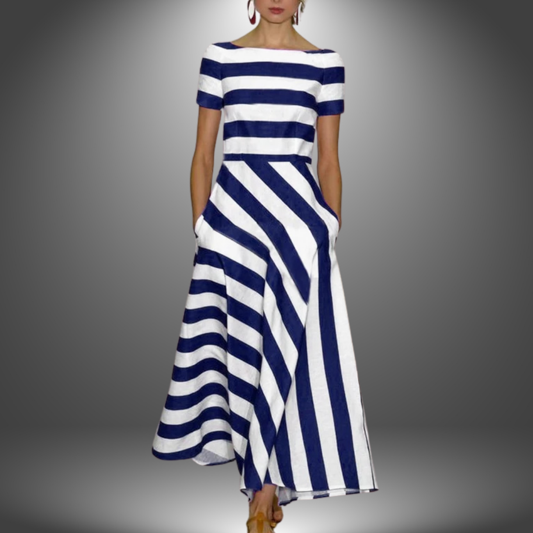 Riviera Stripe Maxi Dress – Diagonal Stripes & Stylish Statement