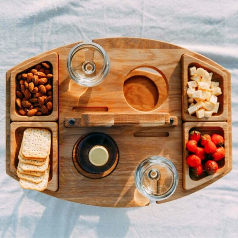 Opvouwbare Wijntafel Hout – Voor Picknick & Strand