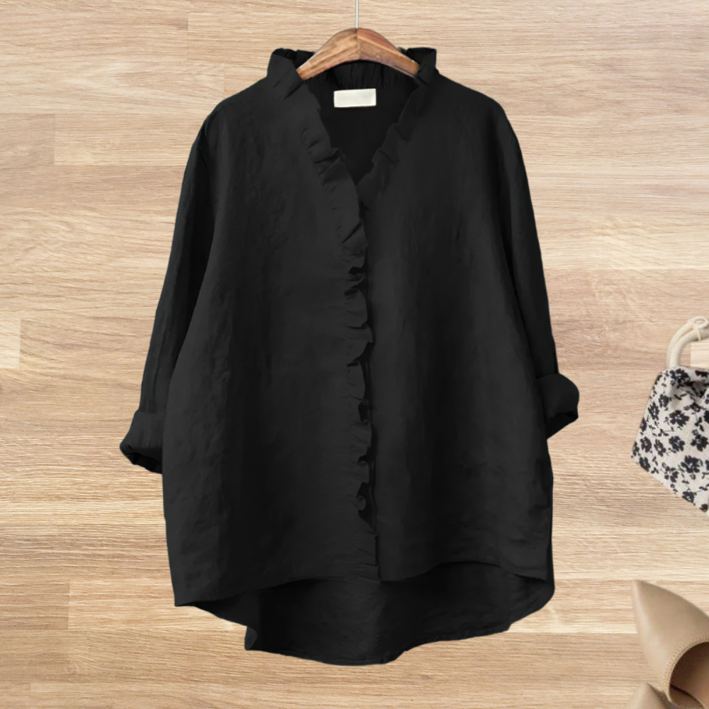 Zomerse Ruffle Blouse met Opgerolde Mouwen