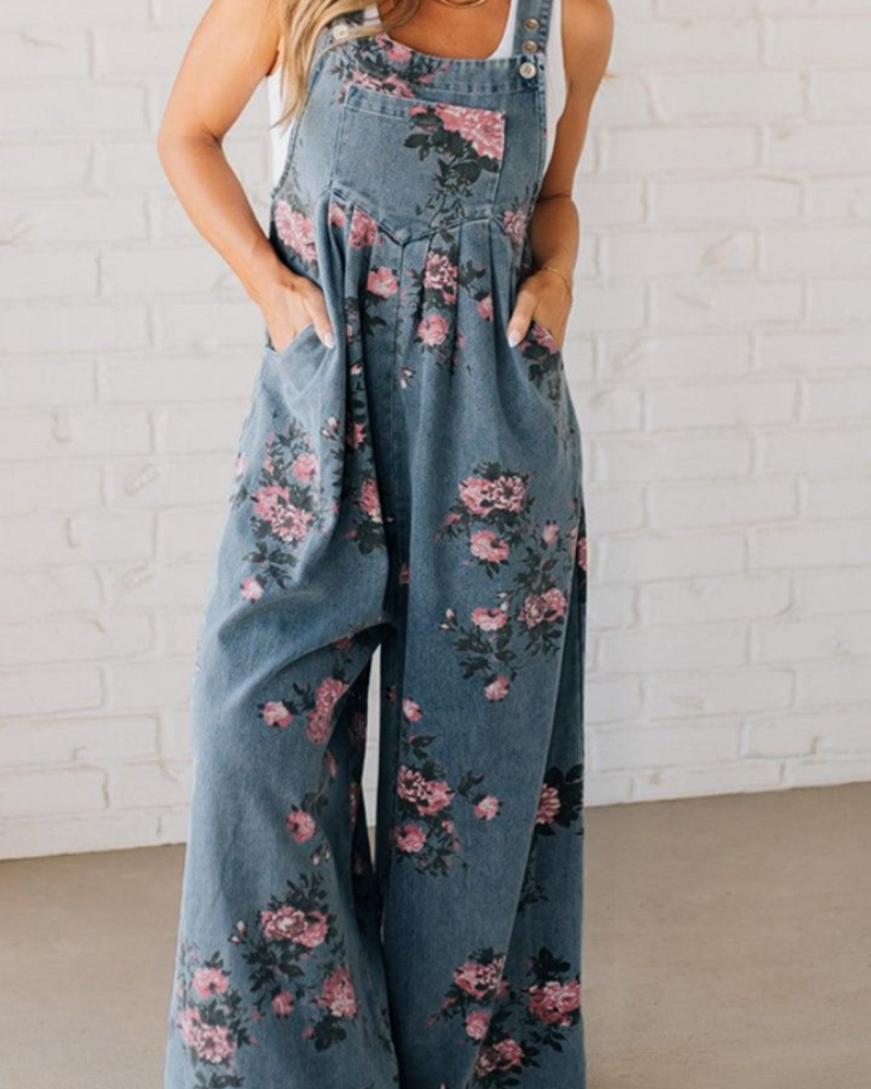 Bloom Garden Jumpsuit – Relaxed Wide-Leg & Vintage Floral Print