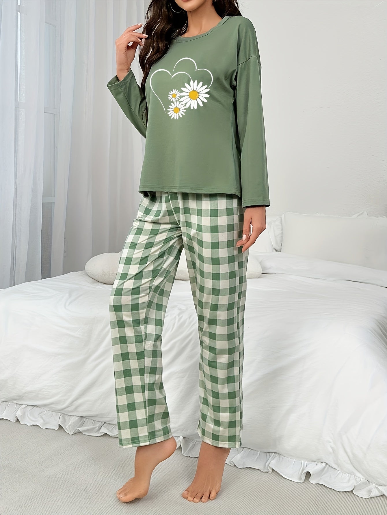 Loungewear Pyjama Set met Bloemenprint en Lange Mouwen voor Dames