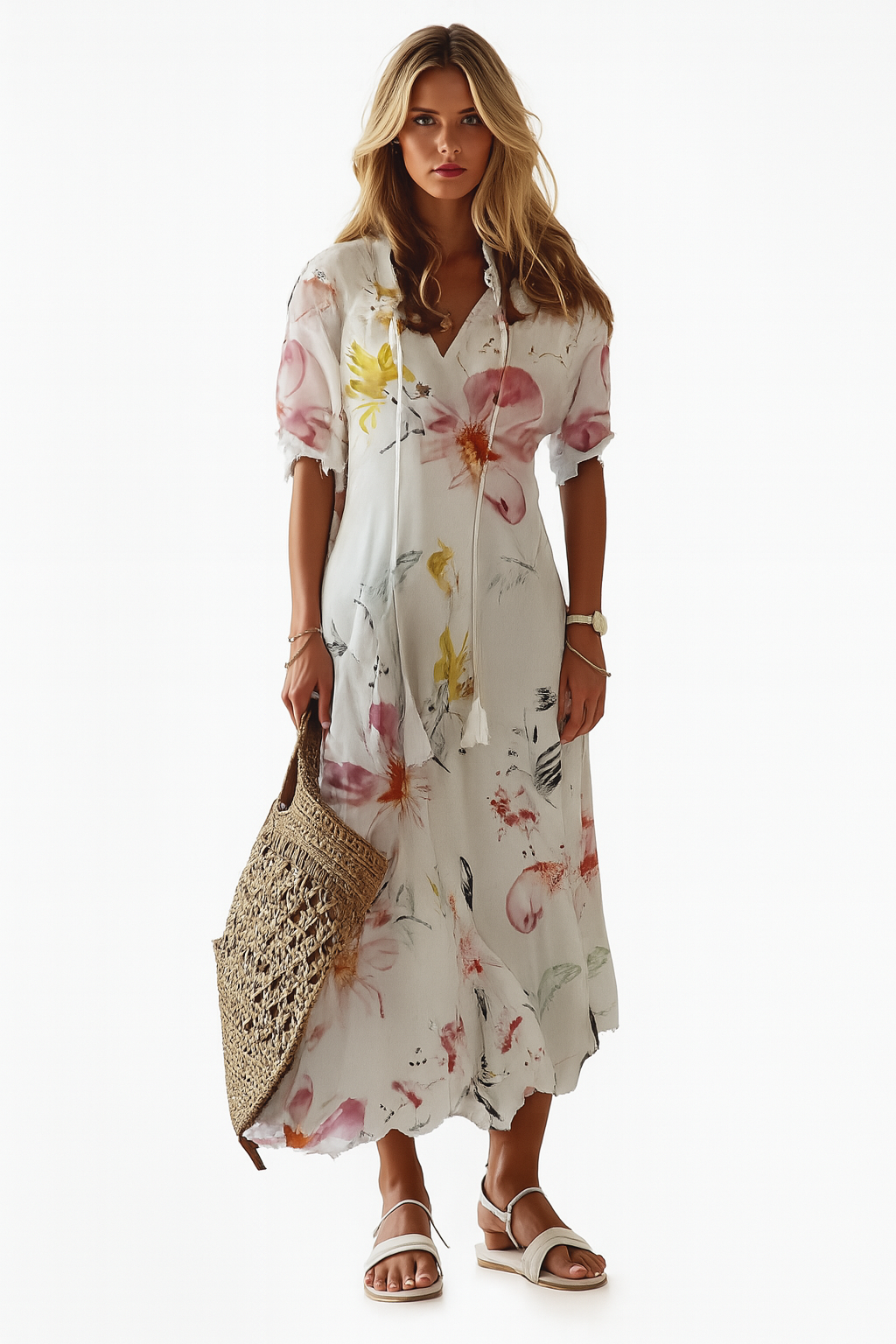 Bohemian Maxijurk met Taillelint en Knoopsluiting – Zomerjurk