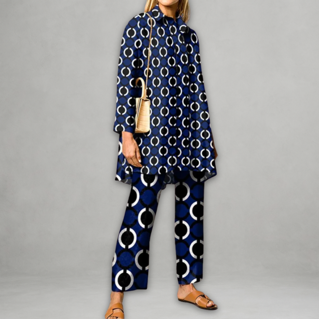 Grafische Co-ord Set voor Dames – Rechte Pasvorm & Statement Look