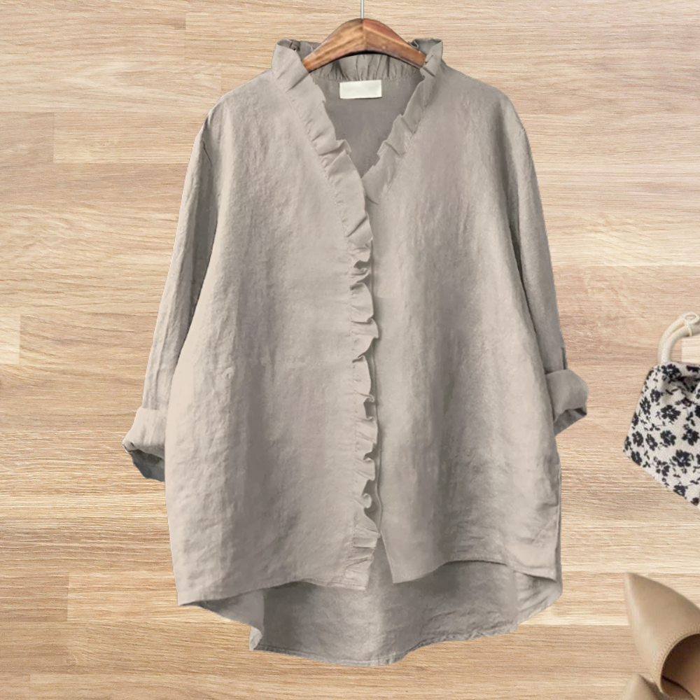 Zomerse Ruffle Blouse met Opgerolde Mouwen