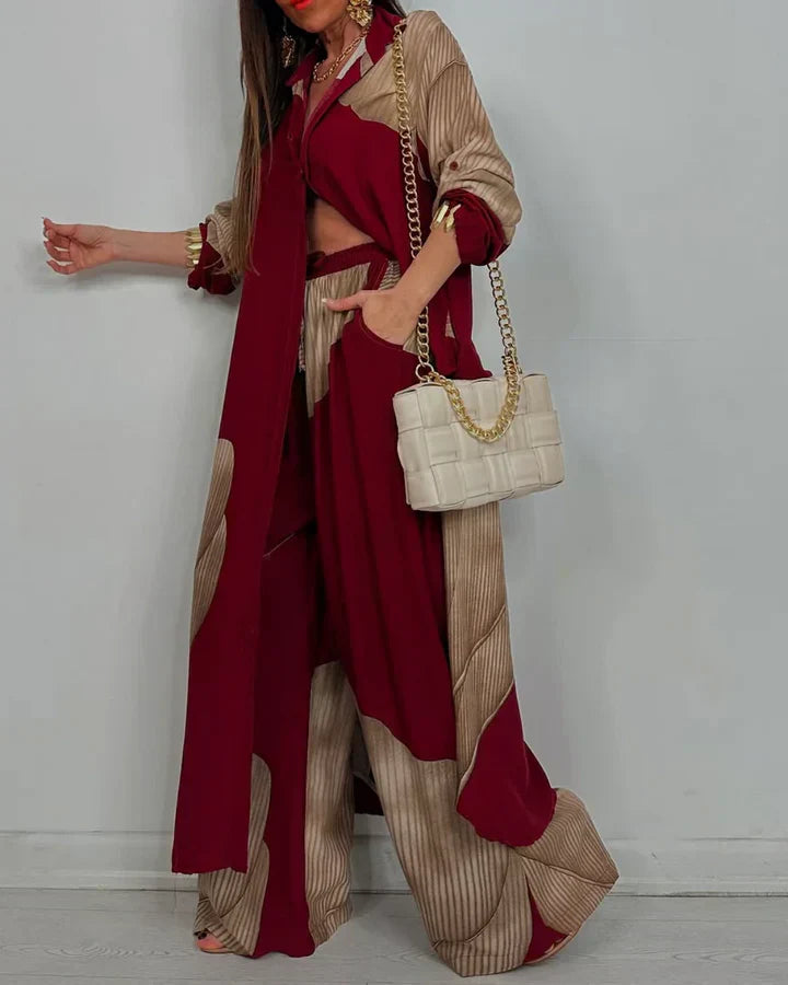 Luchtige Dames Co-ord Set met Wijde Broek en Losvallende Blouse