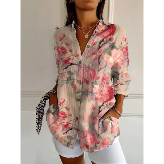 Luchtige Bloemenblouse met Knoopsluiting voor Dames