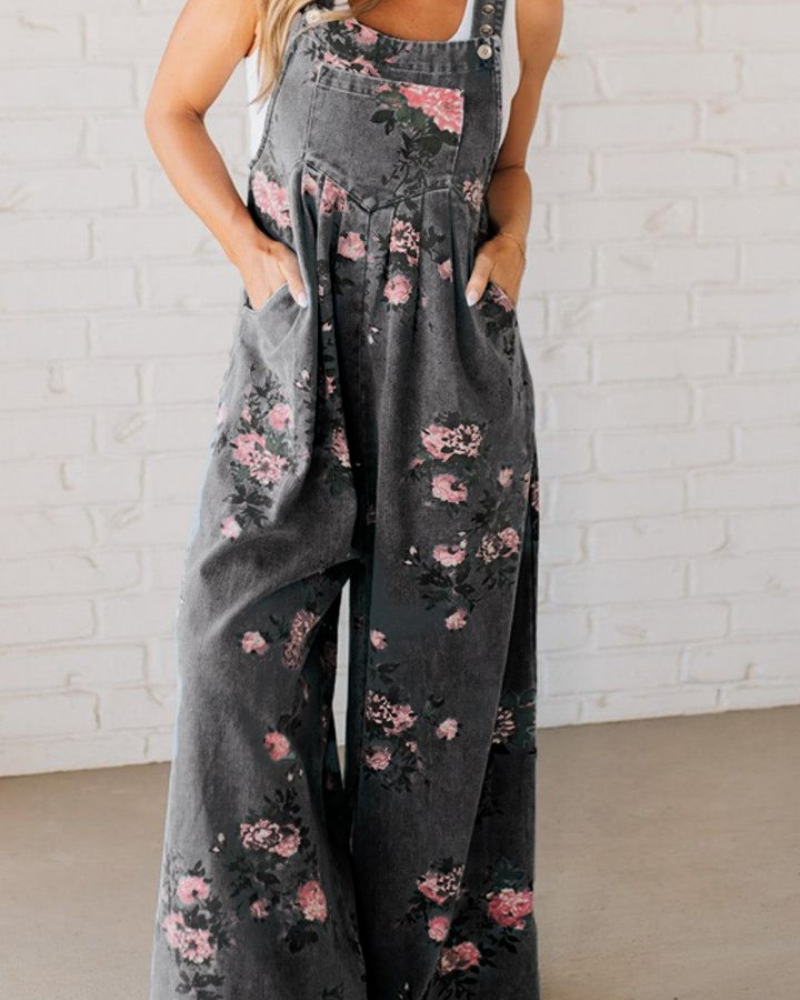 Bloom Garden Jumpsuit – Relaxed Wide-Leg & Vintage Floral Print