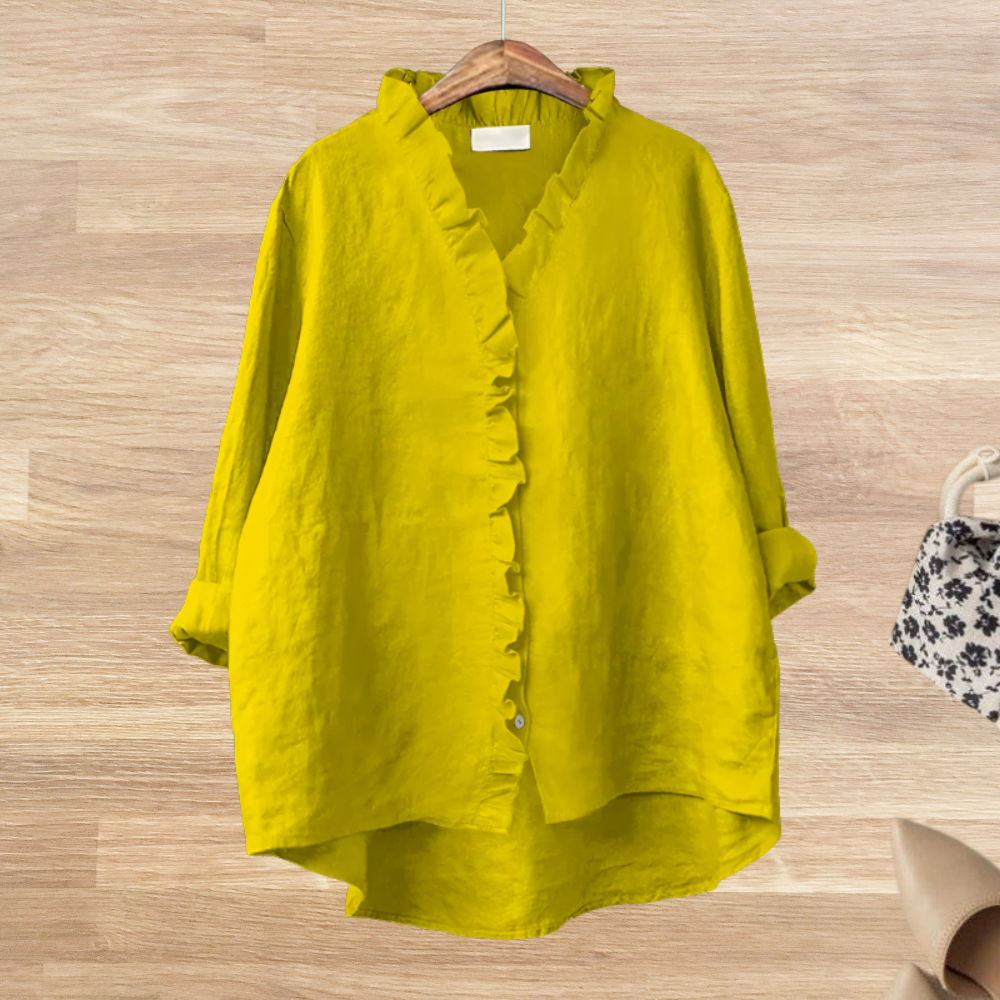 Zomerse Ruffle Blouse met Opgerolde Mouwen