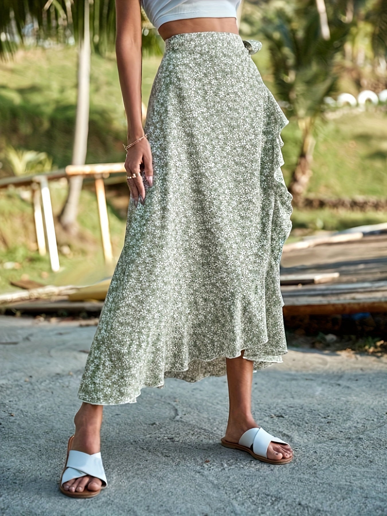 Wikkelrok met Bloemenprint en Speelse Ruches voor Dames