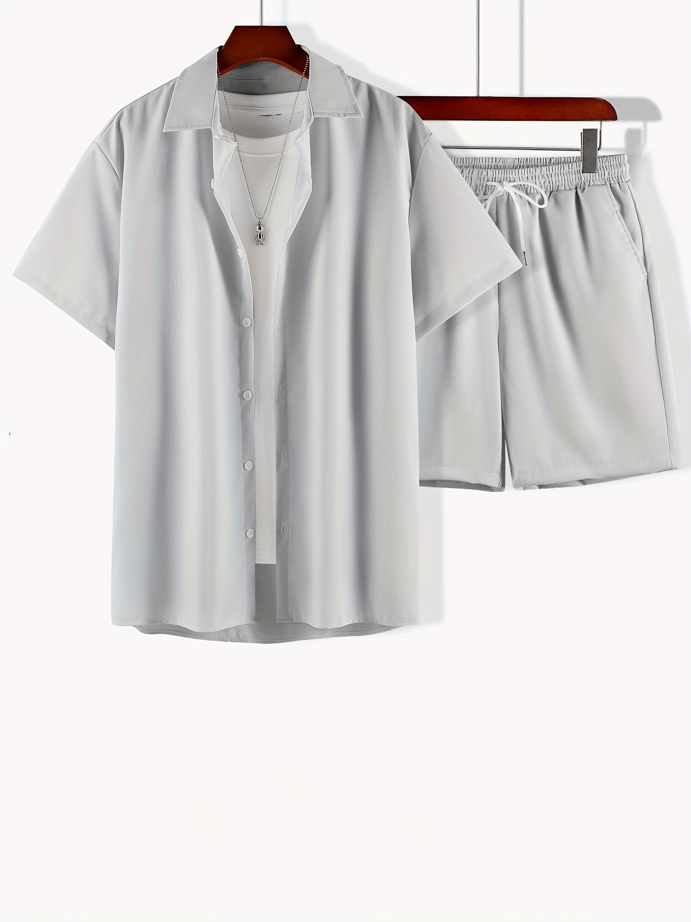 Tweedelige heren zomerset – overhemd met reverskraag en korte broek