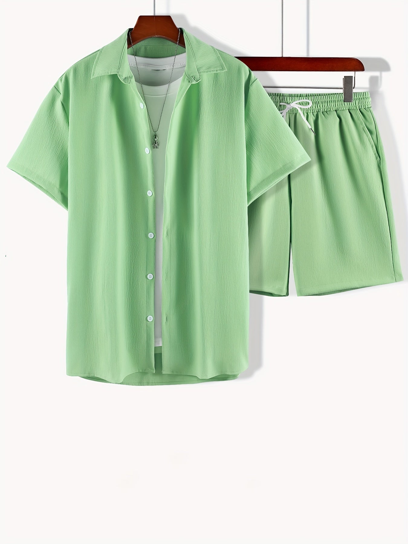 Tweedelige heren zomerset – overhemd met reverskraag en korte broek