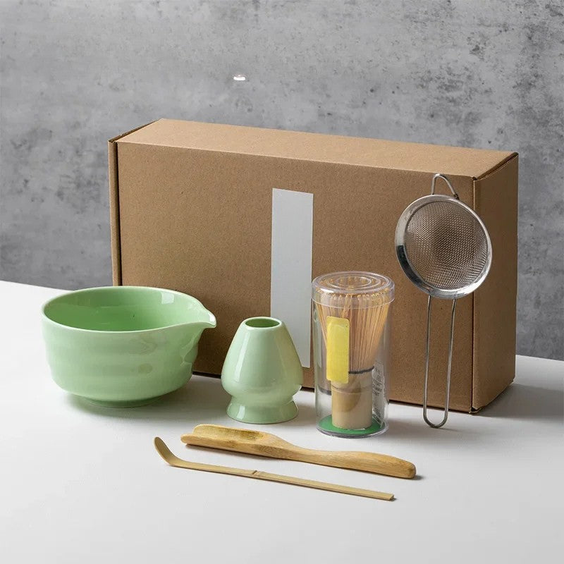 Matcha complete Theeset 6-delig – Kom, Bamboe Klopper, Lepel & Accessoires