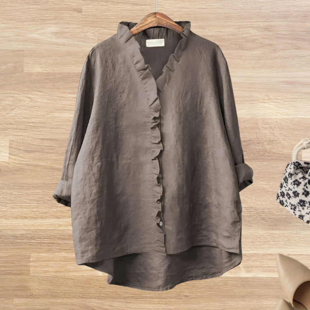 Zomerse Ruffle Blouse met Opgerolde Mouwen